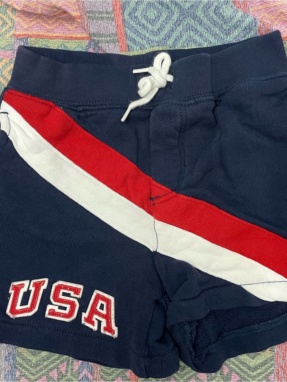 Polo Ralph Lauren Navy USA Athletic Shorts with Red & White Stripe size 24M